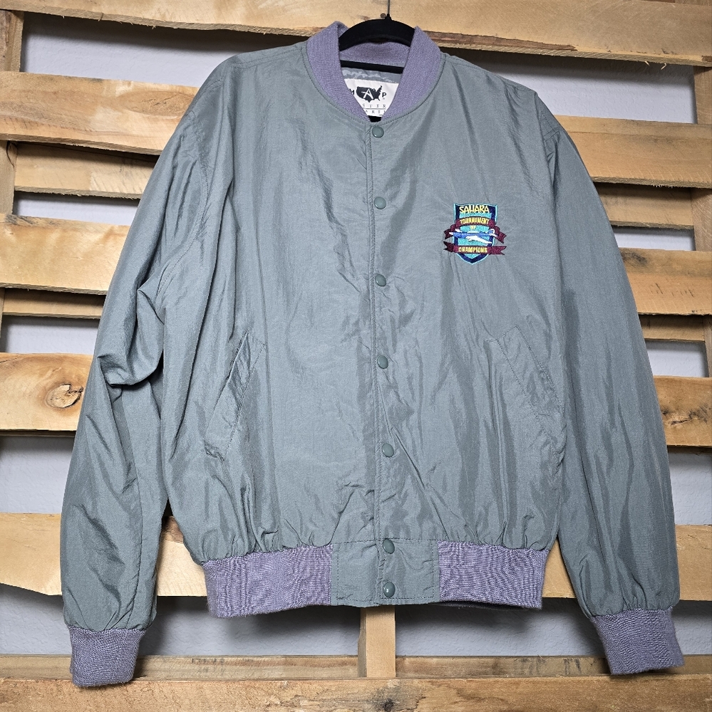 Vintage Sahara Bomber Jacket with Embroidered Logo Size:L Color:Gray
